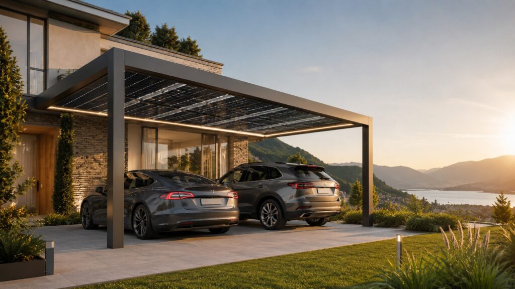 tettoia e parcheggio per fotovoltaico